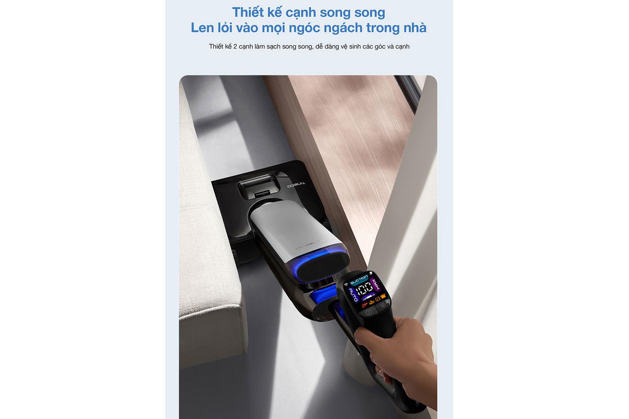 Lực hút 22.000 Pa và công suất 230W giúp dọn nhanh trong một bước.
