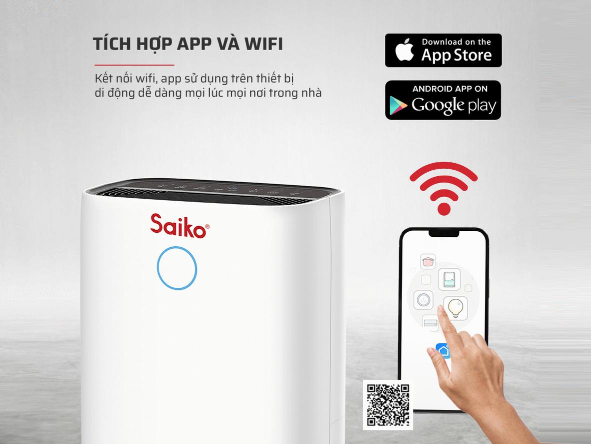Kết nối Wi‑Fi giúp điều khiển máy hút ẩm từ xa qua app.