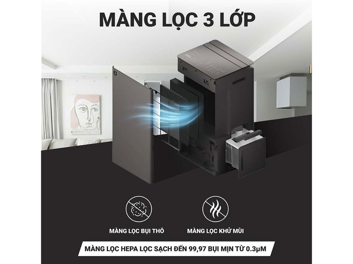Bình chứa nước 4.5 lít giúp máy vận hành tiện hơn, ít phải đổ nước.