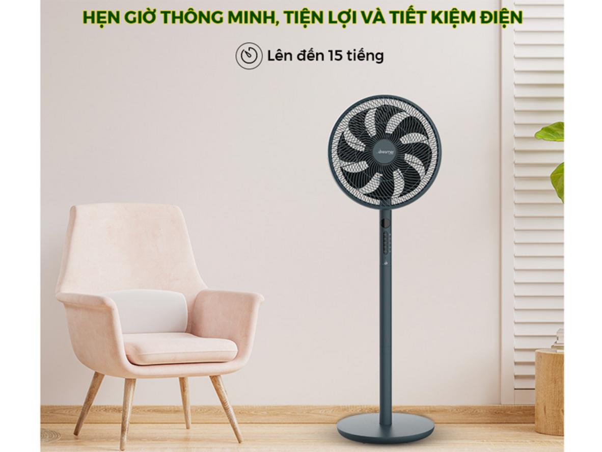 Chiều cao điều chỉnh linh hoạt 65.6–124.5 cm, phù hợp nhiều vị trí đặt quạt.