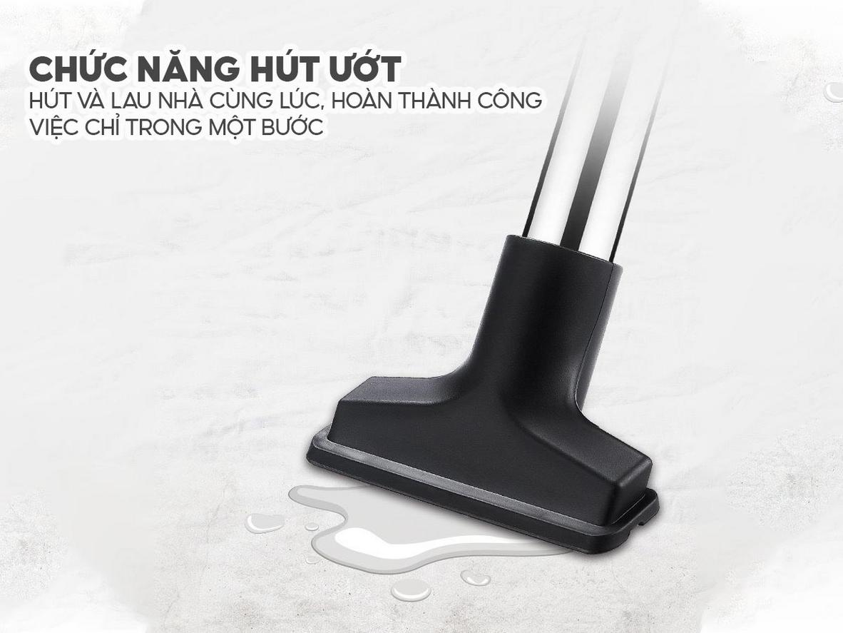 Thùng inox 20 lít giúp Fujihome VC20 làm việc lâu hơn, ít gián đoạn hơn.
