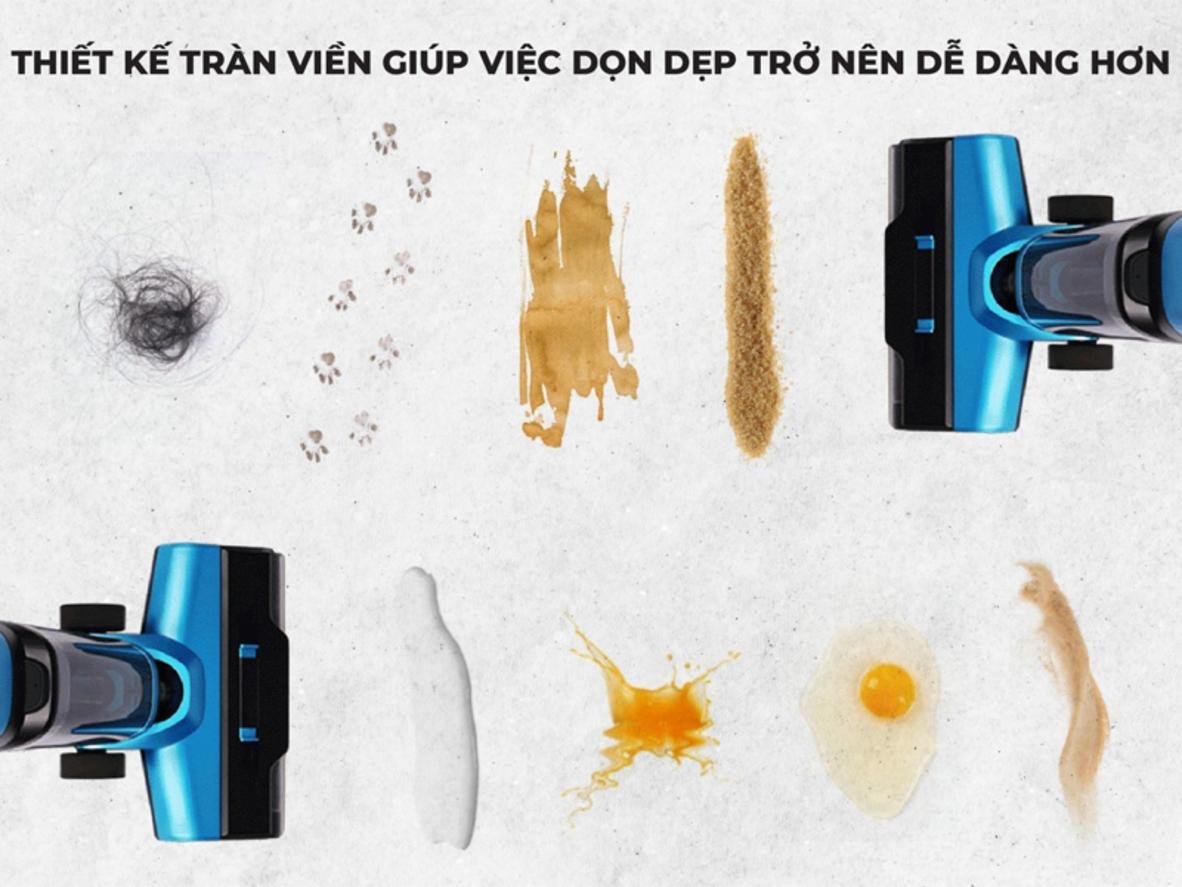 Con lăn tràn viền giúp xử lý mép tường và chân tủ gọn hơn.