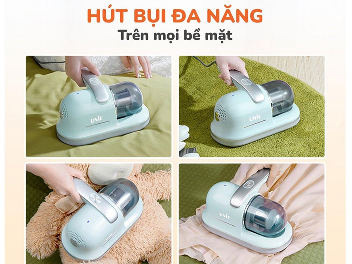 Lực hút 12.500 Pa giúp UNIE UMV62 làm sạch sâu bụi bám trong sợi vải.