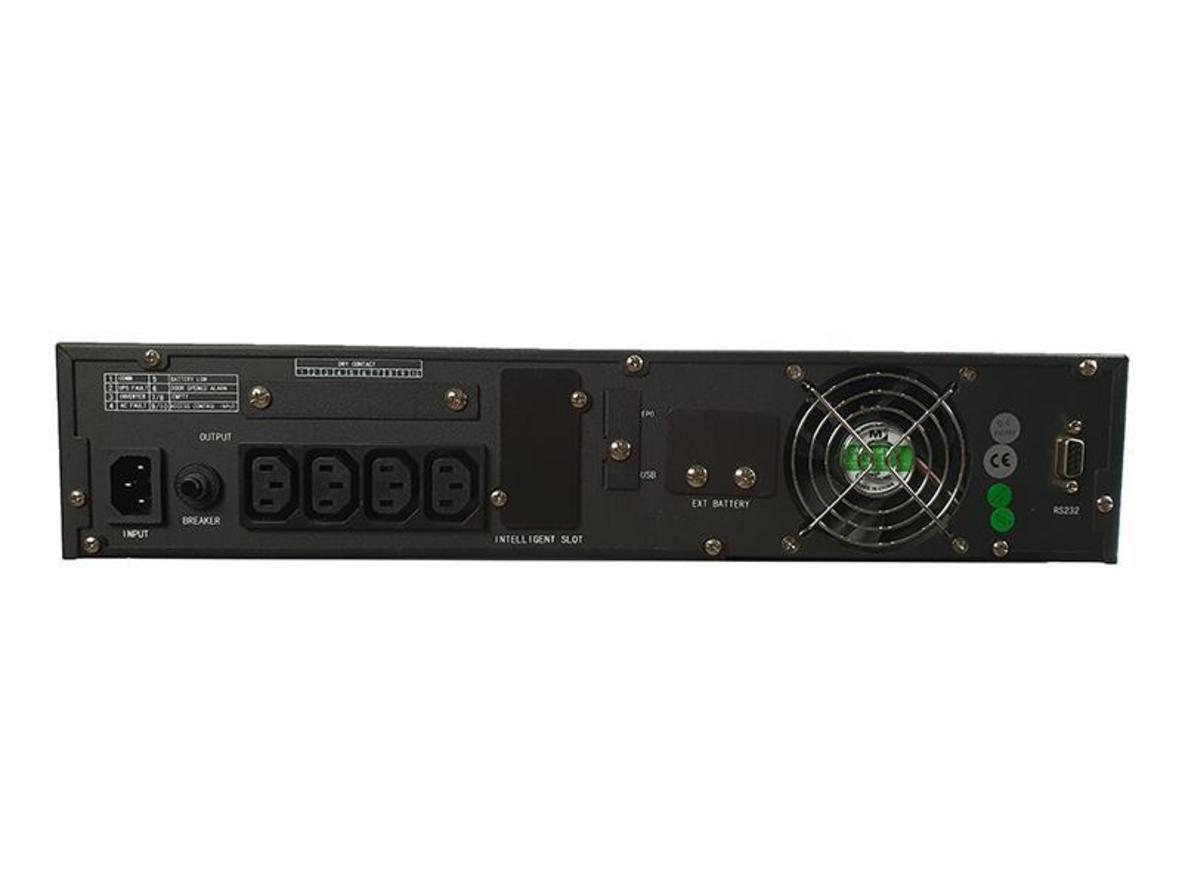 Sơ đồ tính năng UPS online rack Sorotec HP9116CR 2KR: 0ms, sóng sin chuẩn, RS232/USB, ắc quy 12V/9Ah.