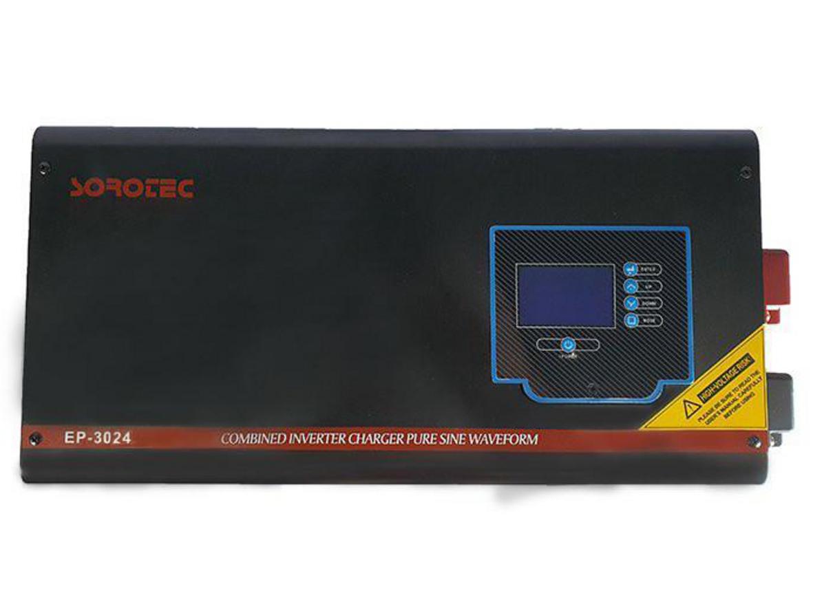 Sorotec EP3024 nổi bật ở công suất 3kVA, hiệu suất 95% và dòng sạc 45A.