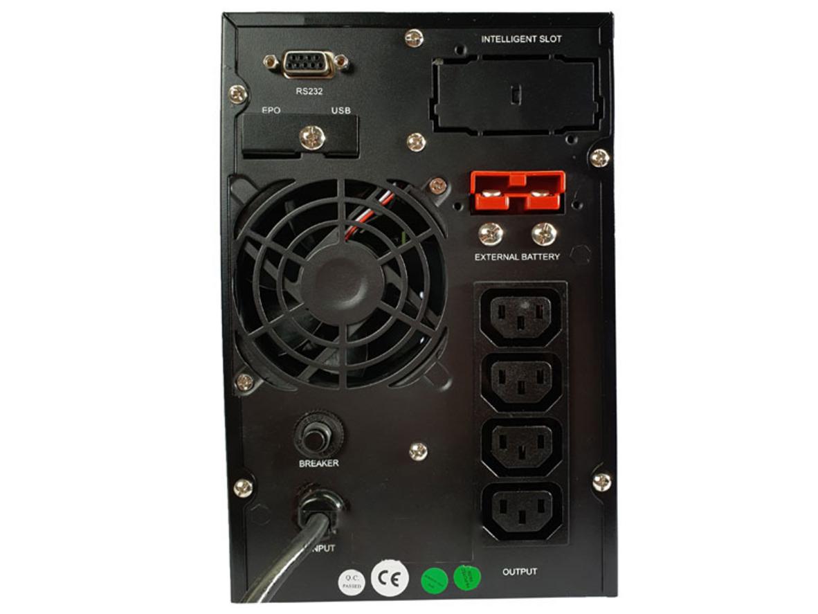 Sơ đồ UPS Online Sorotec HP9116C 1KT-XL cho thấy nguồn ra 220V ± 1% và ắc quy ngoài 36VDC.