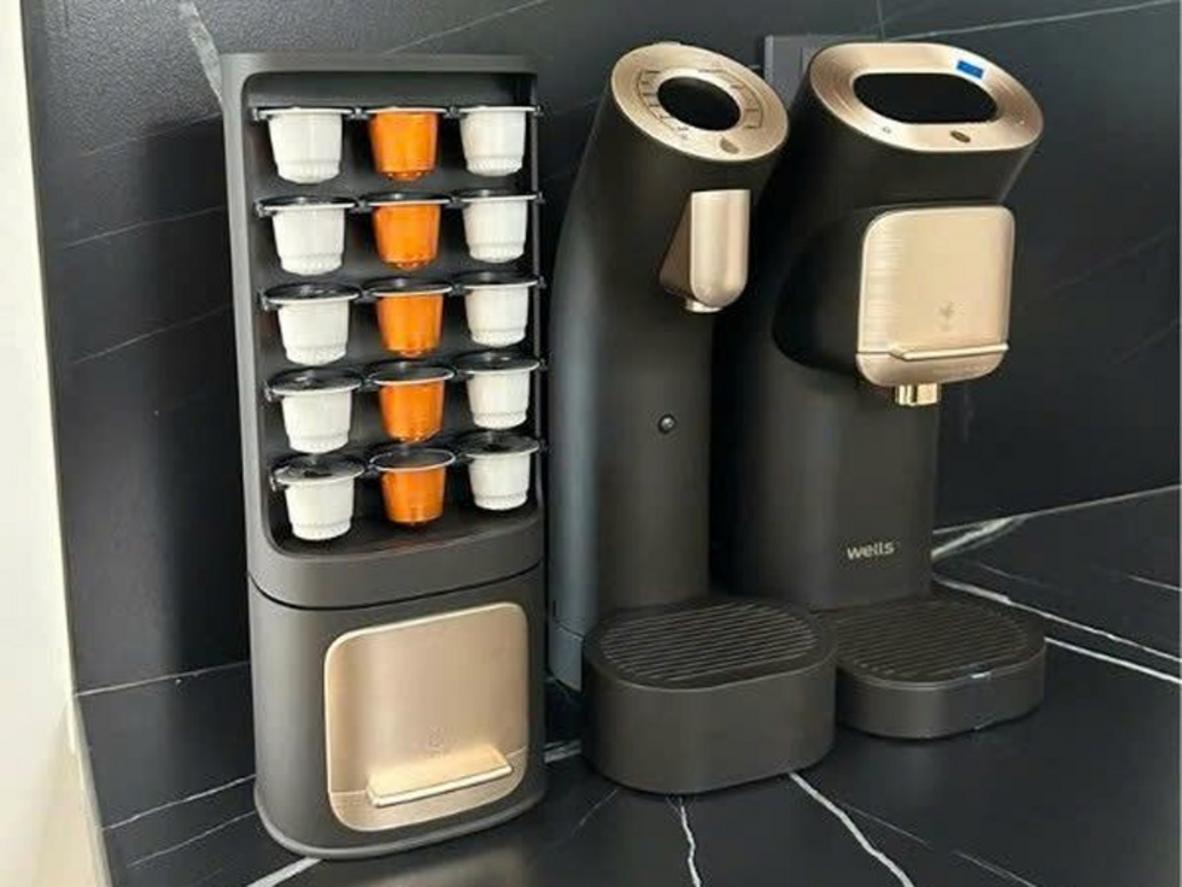 Hệ chiết xuất kép và áp suất 19 bar giúp Wells Home Cafe giữ trọn vị trà và espresso.